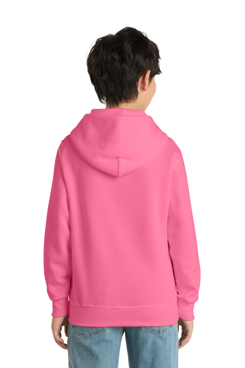 Port & Co Youth Core Fleece Pullover Hooded Sweatshirt - Neon Pink