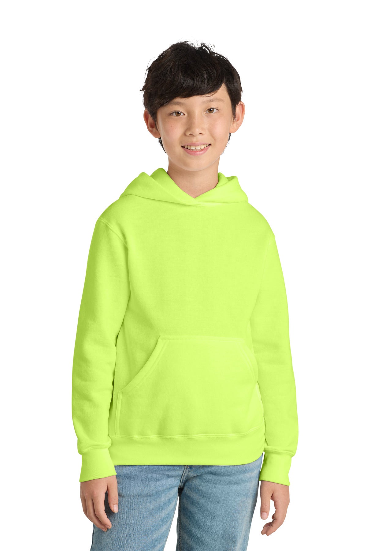 Port & Co Youth Core Fleece Pullover Hooded Sweatshirt - Neon Yellow