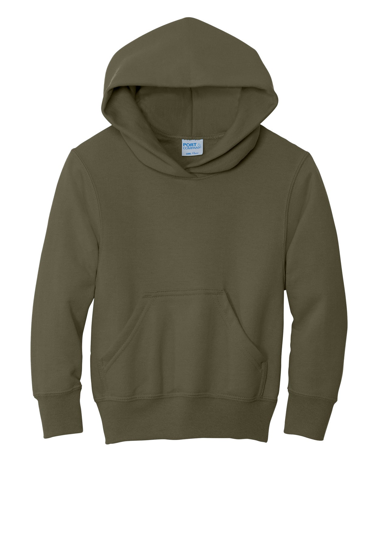 Port & Co Youth Core Fleece Pullover Hooded Sweatshirt - Olive Drab Green