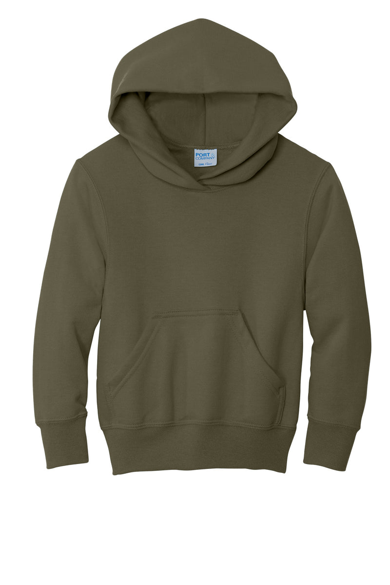 Port & Co Youth Core Fleece Pullover Hooded Sweatshirt - Olive Drab Green