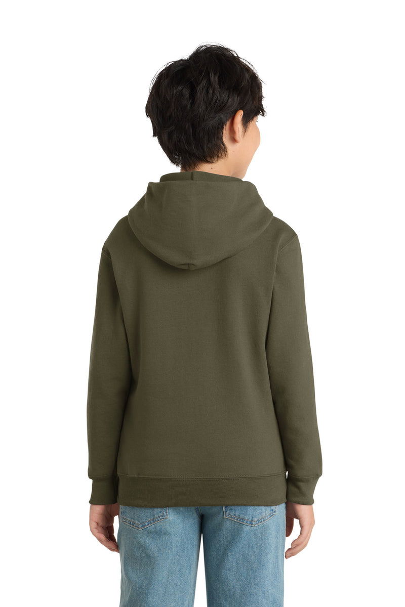 Port & Co Youth Core Fleece Pullover Hooded Sweatshirt - Olive Drab Green