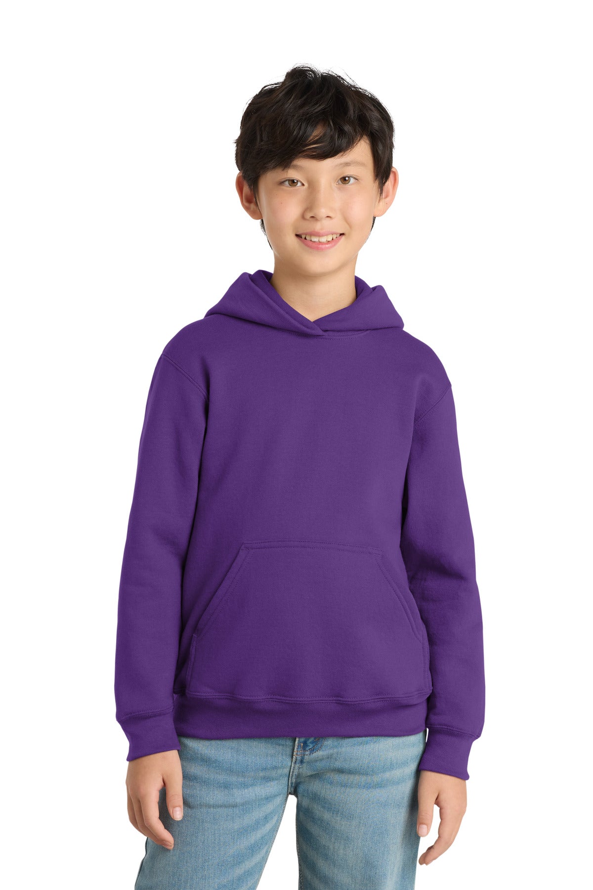 Port & Co Youth Core Fleece Pullover Hooded Sweatshirt - Team Purple