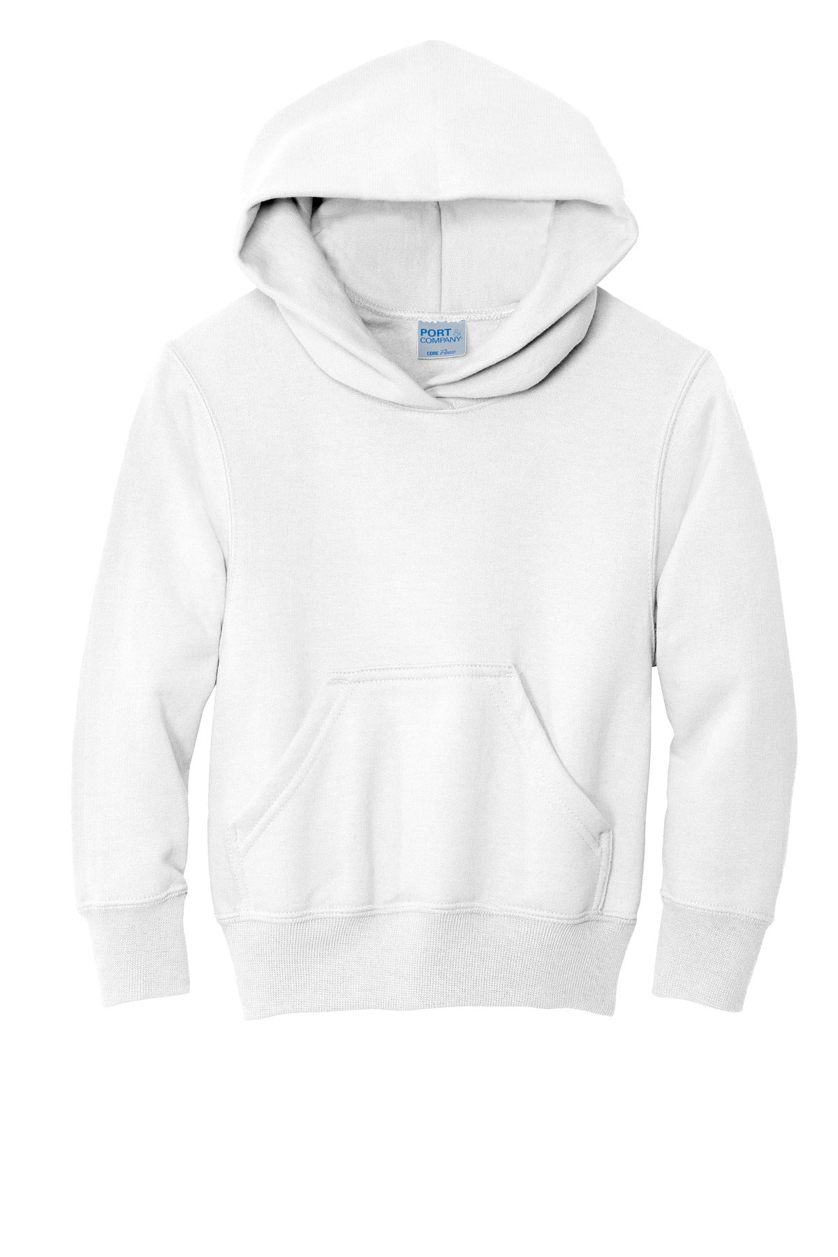 Port & Co Youth Core Fleece Pullover Hooded Sweatshirt - White