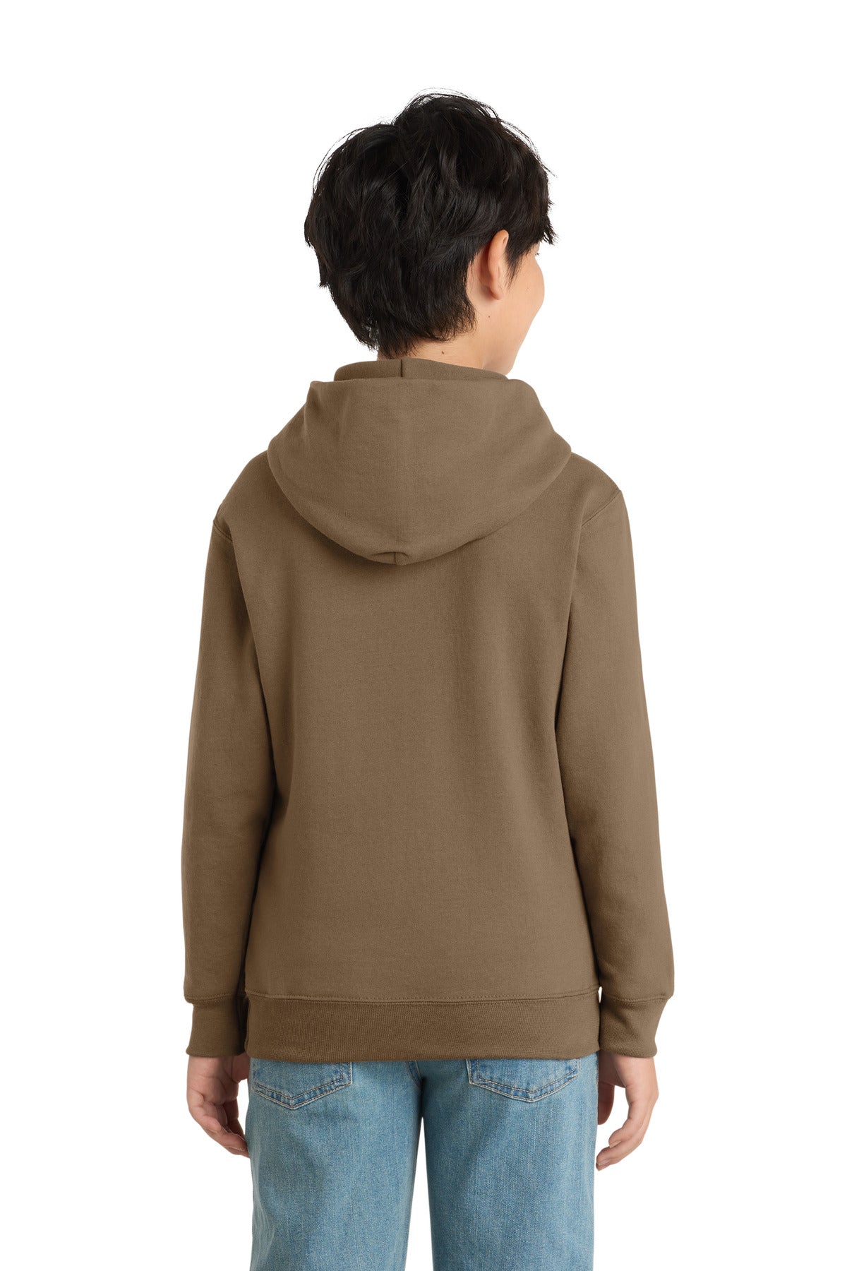 Port & Co Youth Core Fleece Pullover Hooded Sweatshirt - Woodland Brown