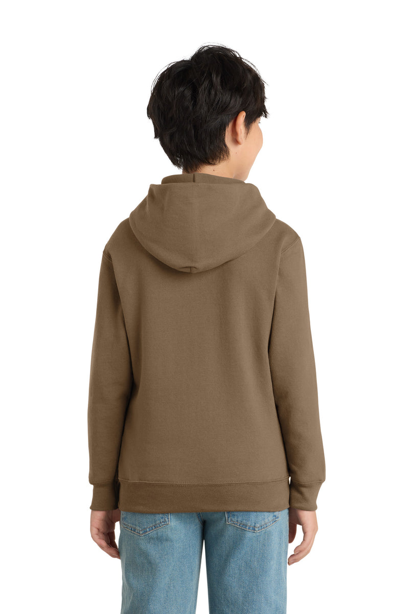 Port & Co Youth Core Fleece Pullover Hooded Sweatshirt - Woodland Brown