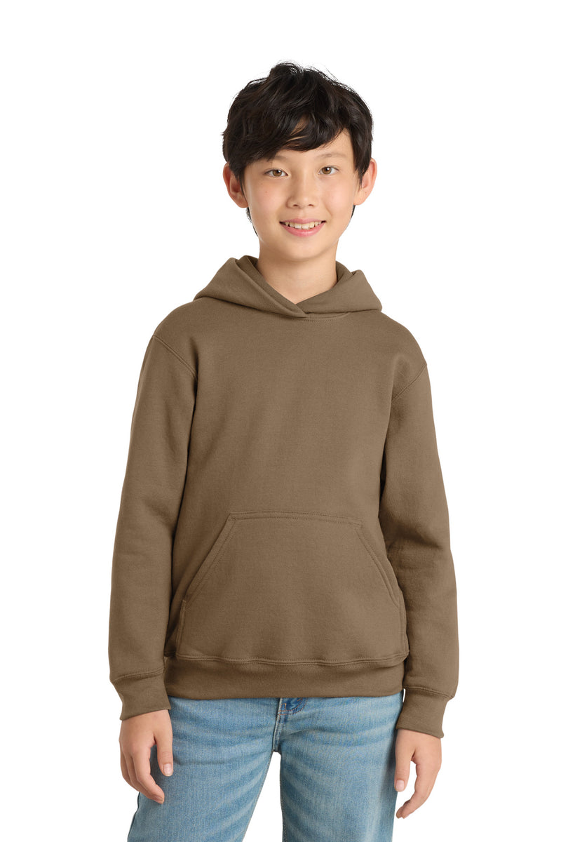 Port & Co Youth Core Fleece Pullover Hooded Sweatshirt - Woodland Brown