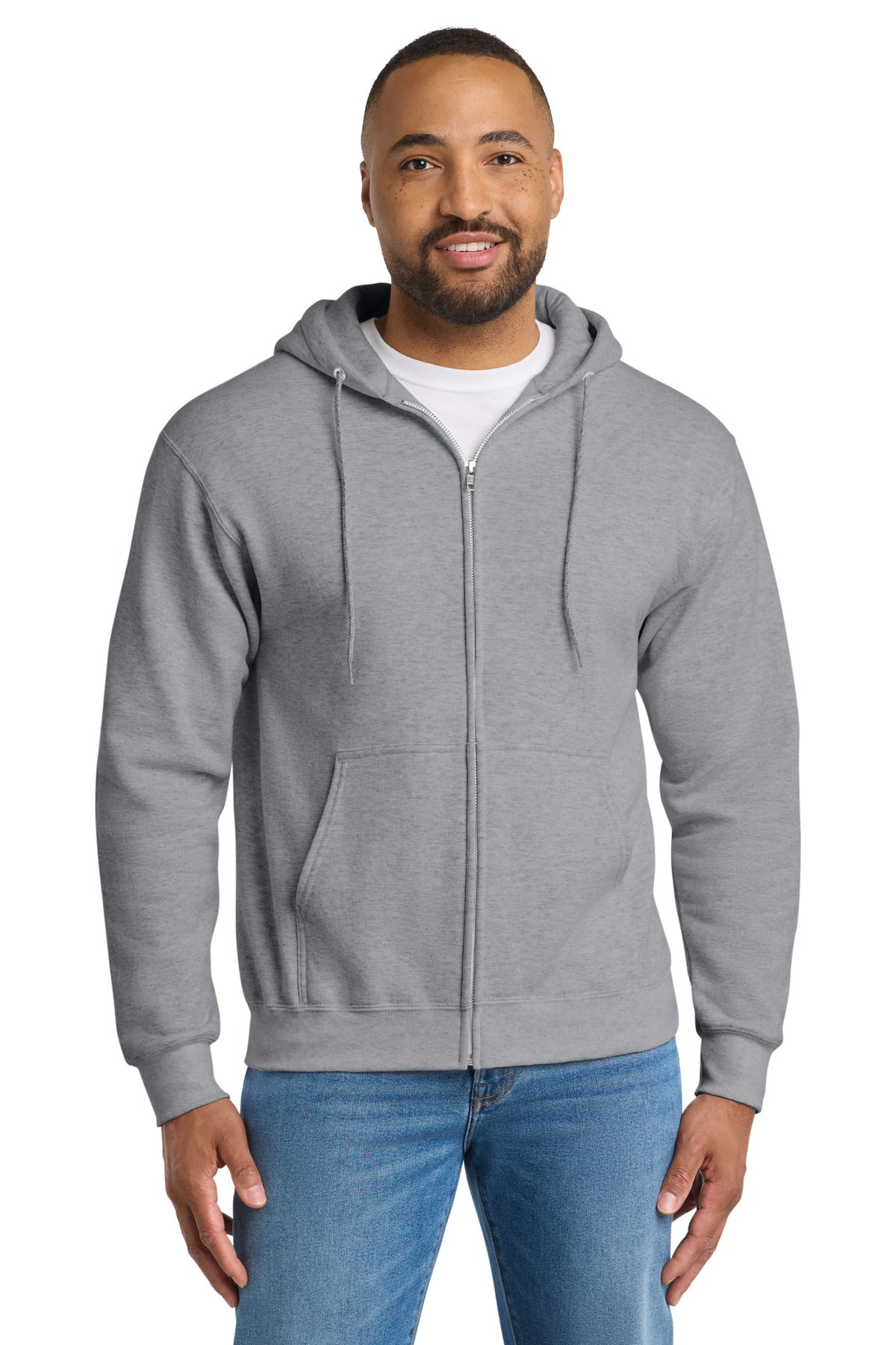 Port & Co Tall Essential Fleece Full-Zip Hooded Sweatshirt - Athletic Heather