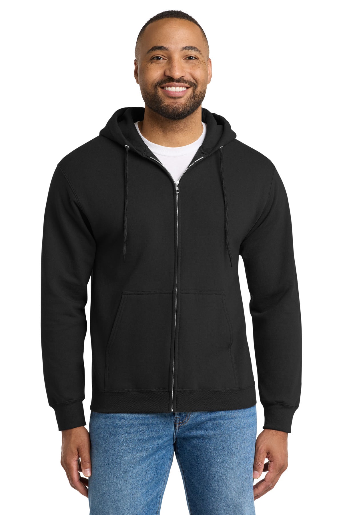 Port & Co Tall Essential Fleece Full-Zip Hooded Sweatshirt - Jet Black