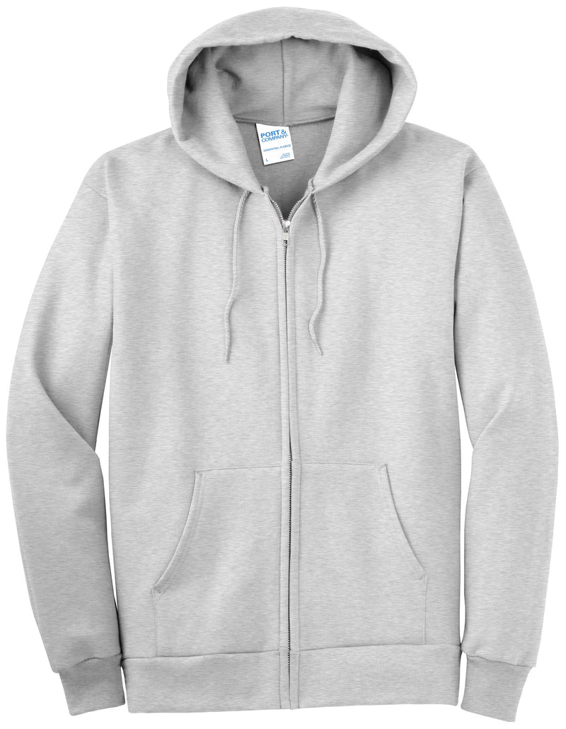 Port & Co Tall Essential Fleece Full-Zip Hooded Sweatshirt - Ash
