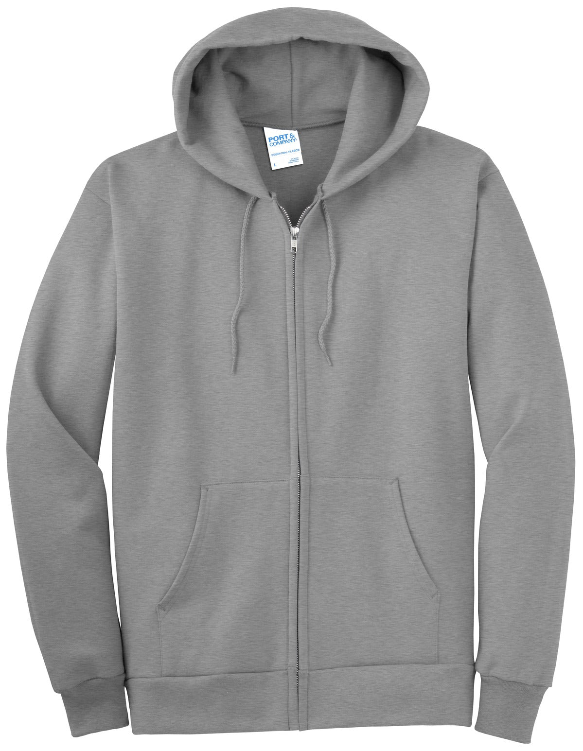 Port & Co Tall Essential Fleece Full-Zip Hooded Sweatshirt - Athletic Heather