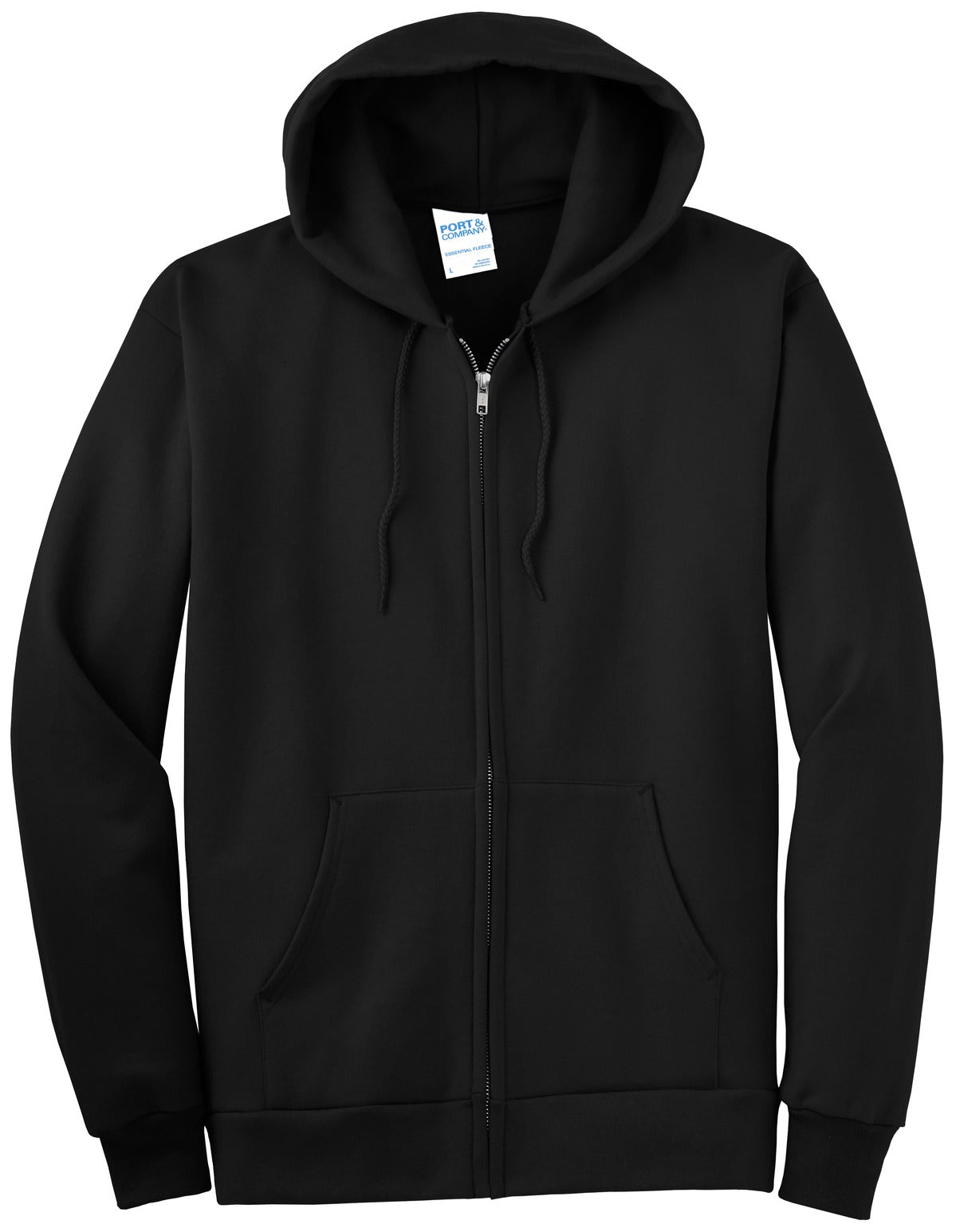 Port & Co Tall Essential Fleece Full-Zip Hooded Sweatshirt - Jet Black