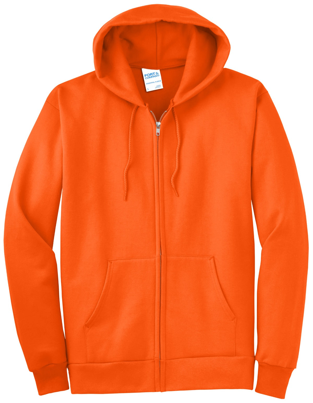Port & Co Tall Essential Fleece Full-Zip Hooded Sweatshirt - Safety Orange