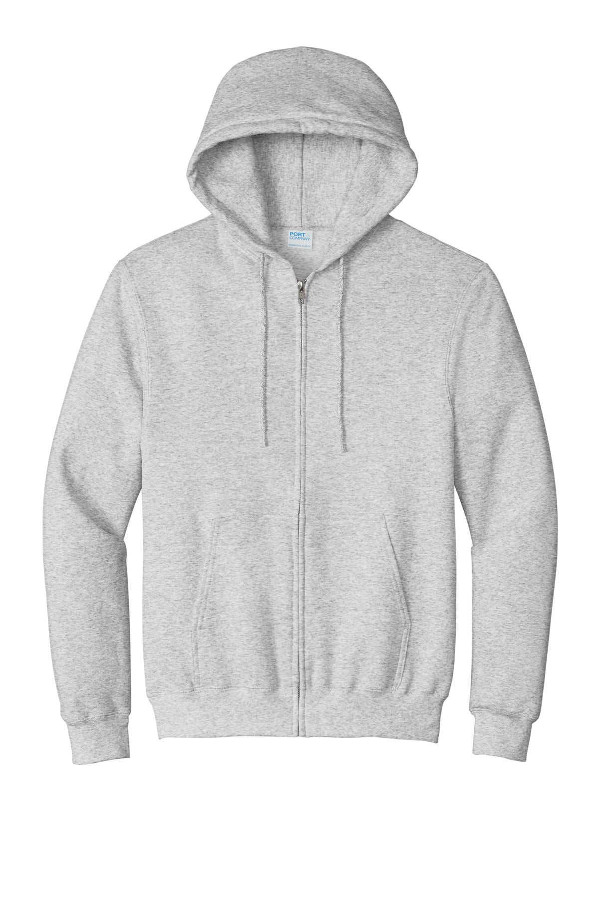 Port & Co Essential Fleece Full-Zip Hooded Sweatshirt - Ash
