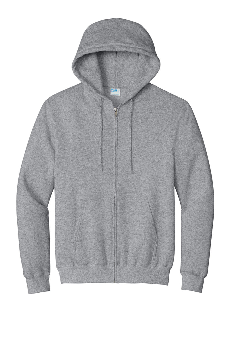 Port & Co Essential Fleece Full-Zip Hooded Sweatshirt - Athletic Heather