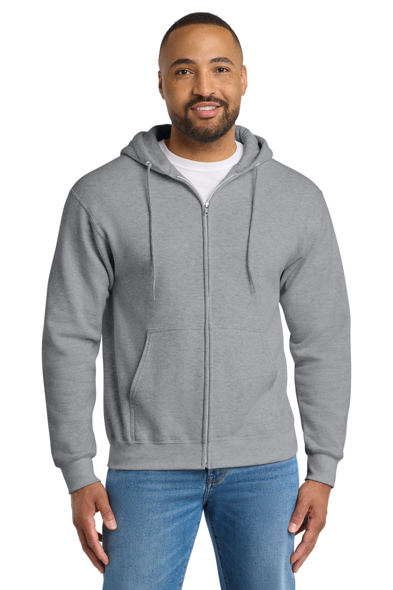 Port & Co Essential Fleece Full-Zip Hooded Sweatshirt - Athletic Heather