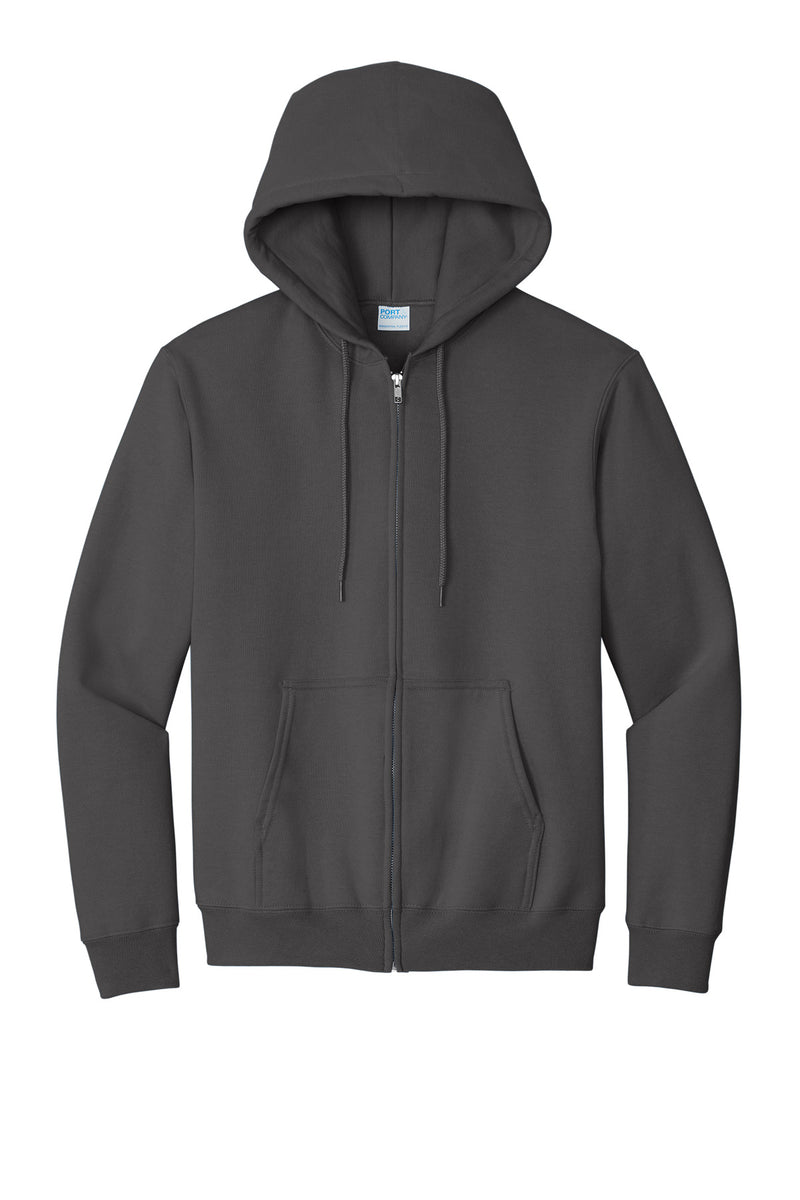 Port & Co Essential Fleece Full-Zip Hooded Sweatshirt - Charcoal
