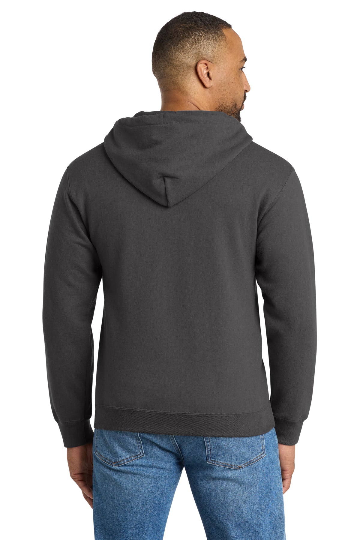 Port & Co Essential Fleece Full-Zip Hooded Sweatshirt - Charcoal