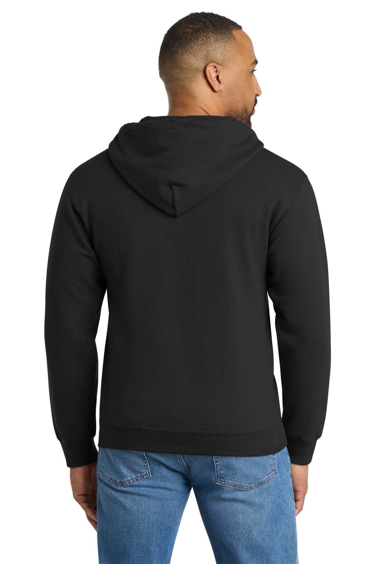 Port & Co Essential Fleece Full-Zip Hooded Sweatshirt - Jet Black