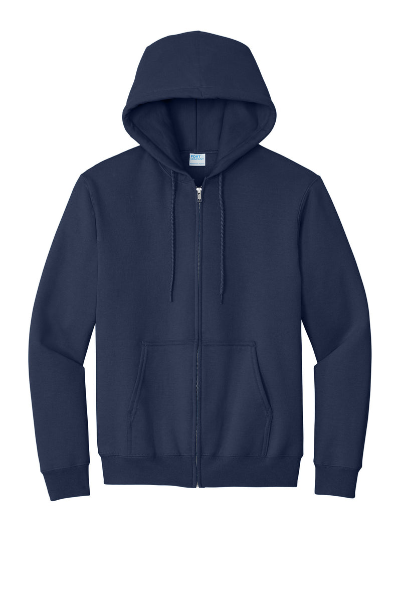 Port & Co Essential Fleece Full-Zip Hooded Sweatshirt - Navy