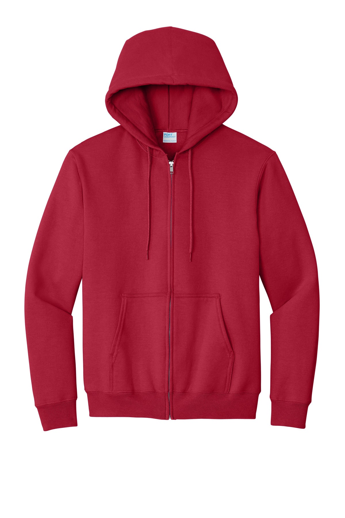 Port & Co Essential Fleece Full-Zip Hooded Sweatshirt - Red