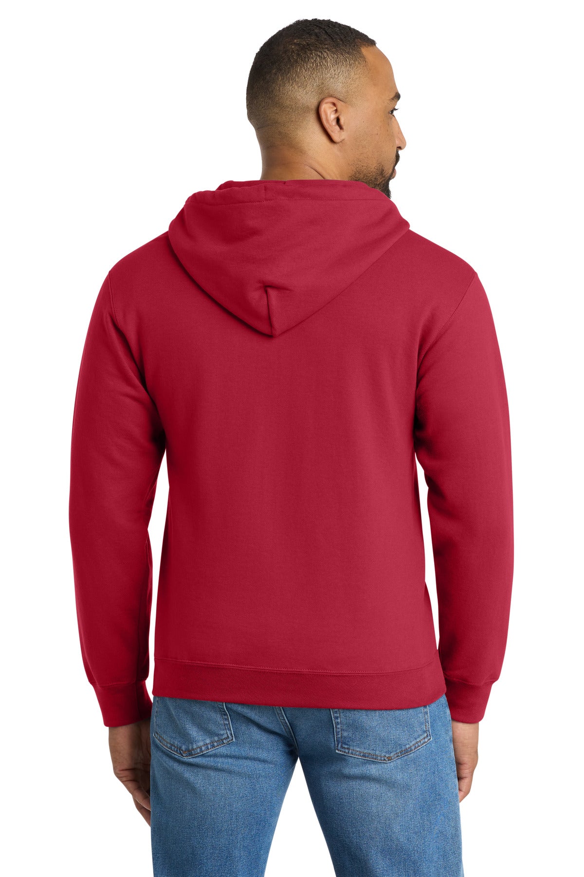 Port & Co Essential Fleece Full-Zip Hooded Sweatshirt - Red