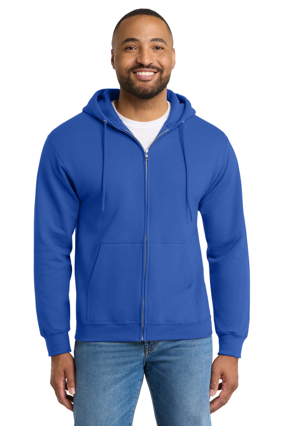 Port & Co Essential Fleece Full-Zip Hooded Sweatshirt - Royal