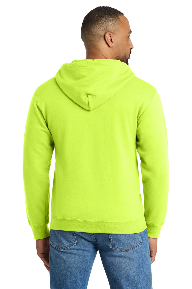 Port & Co Essential Fleece Full-Zip Hooded Sweatshirt - Safety Green