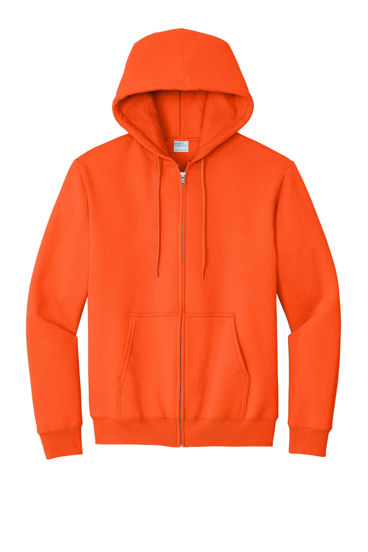 Port & Co Essential Fleece Full-Zip Hooded Sweatshirt - Safety Orange