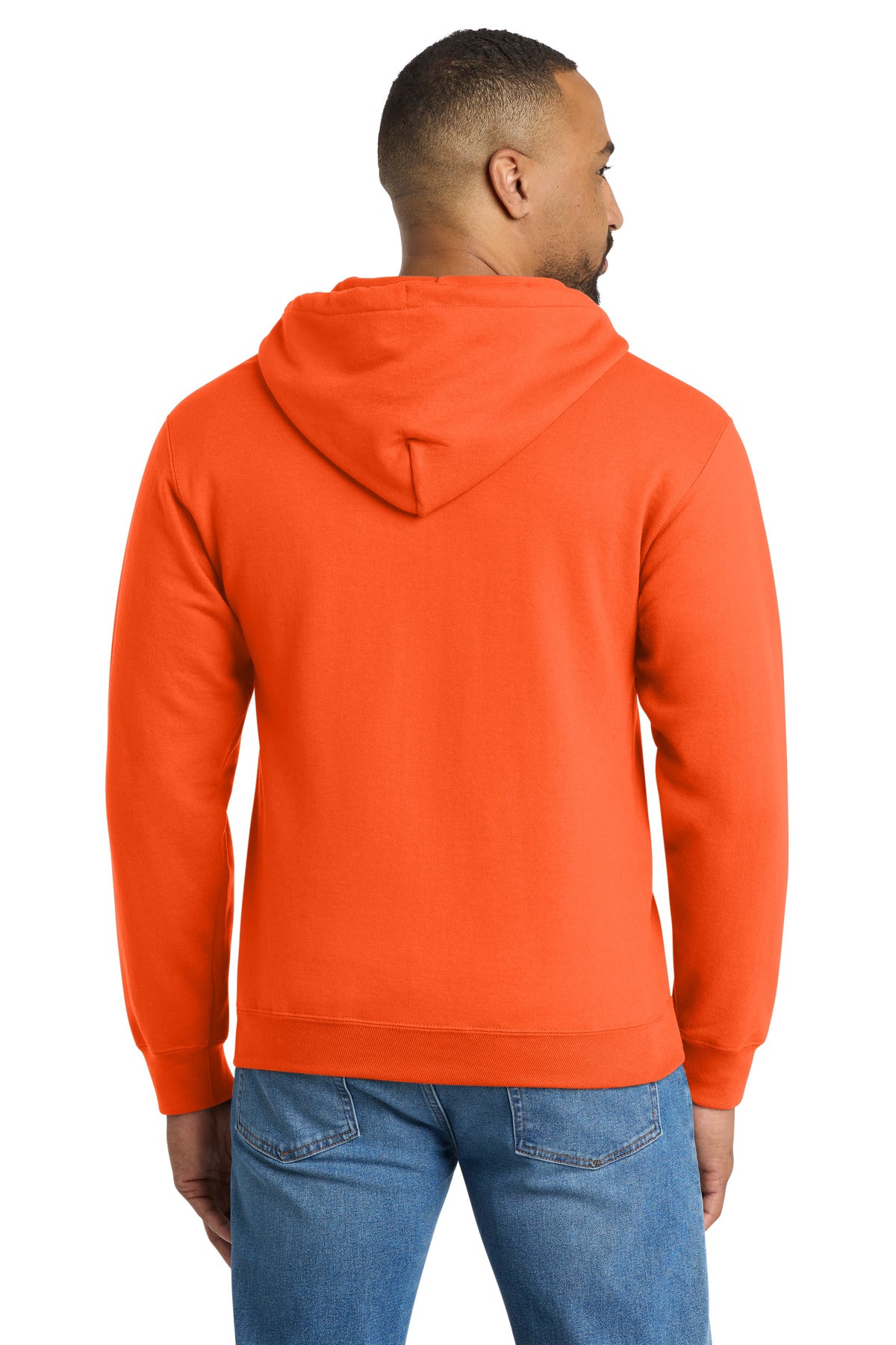 Port & Co Essential Fleece Full-Zip Hooded Sweatshirt - Safety Orange