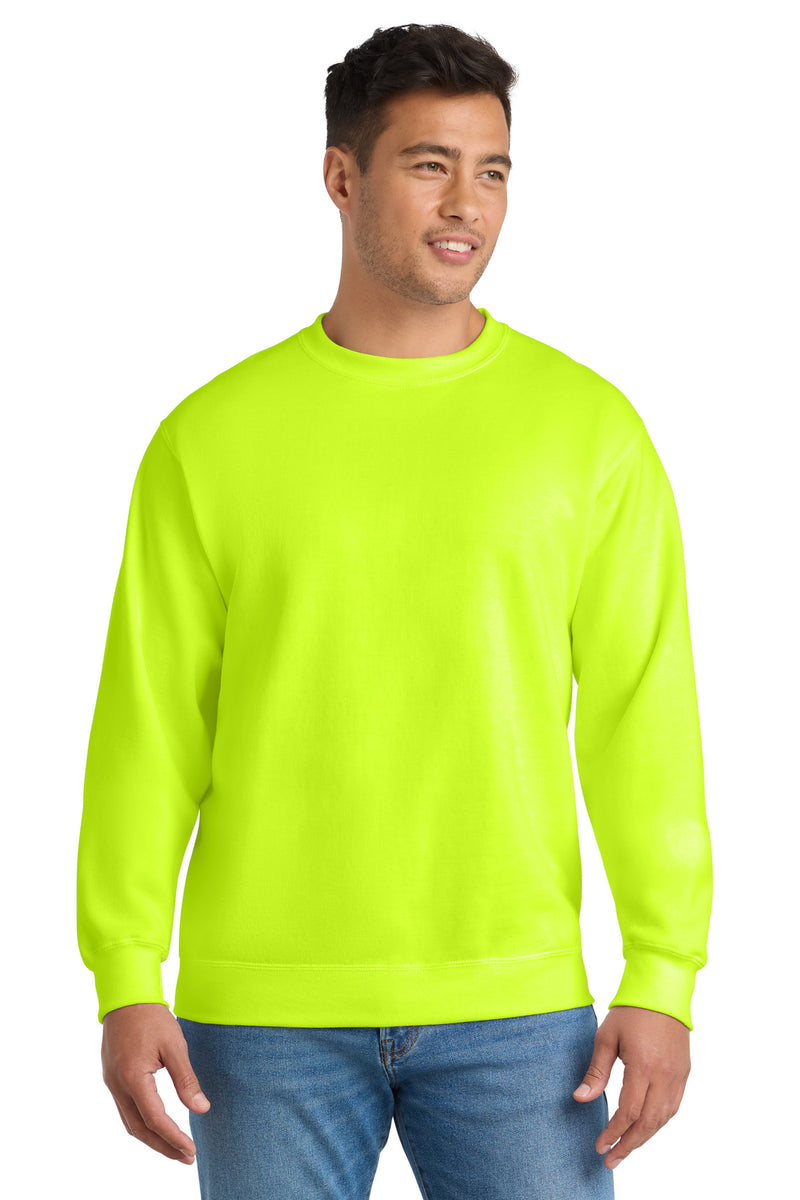 Port & Co Essential Fleece Crewneck Sweatshirt - Safety Green