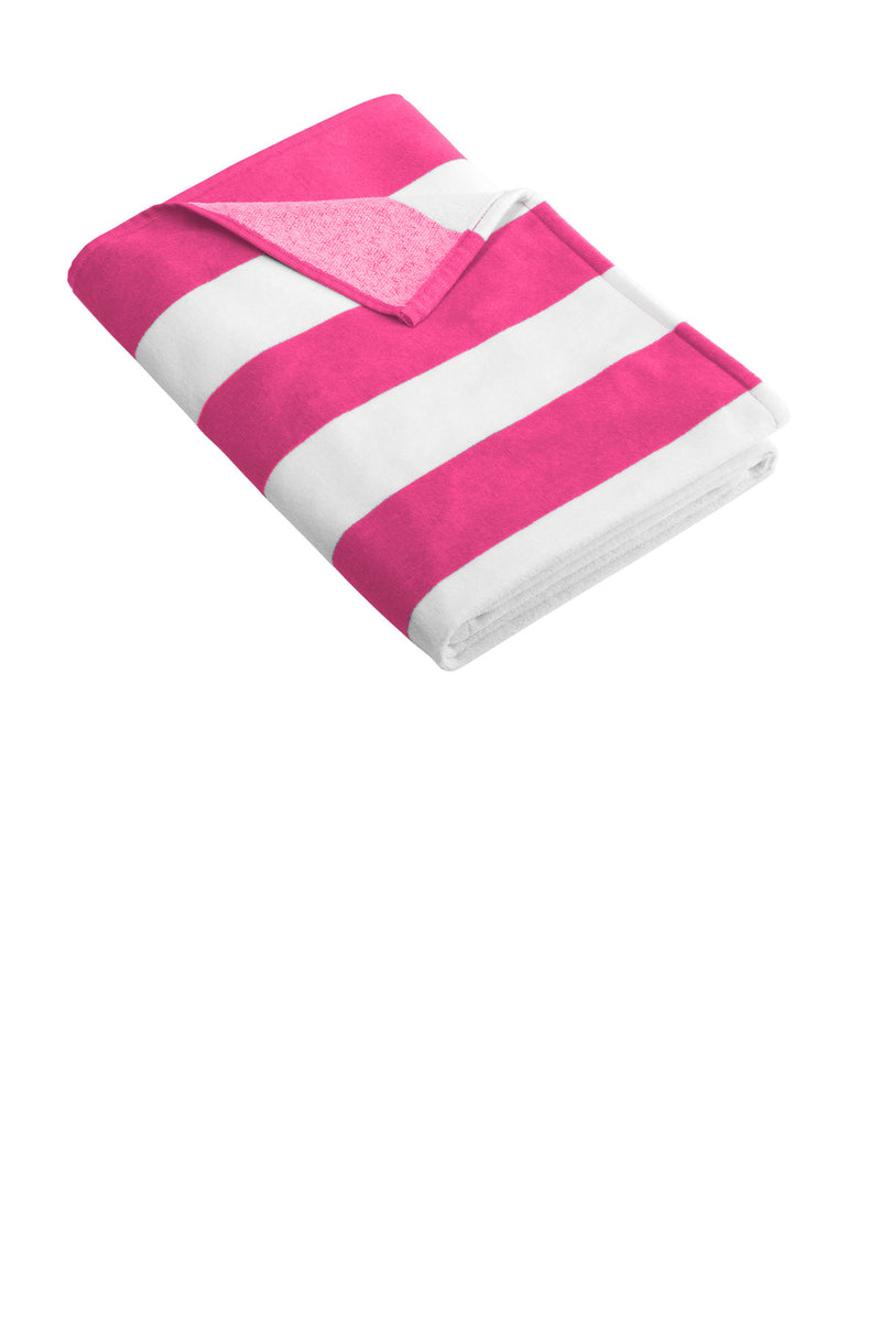 Port Authority Cabana Stripe Beach Towel - Tropical Pink