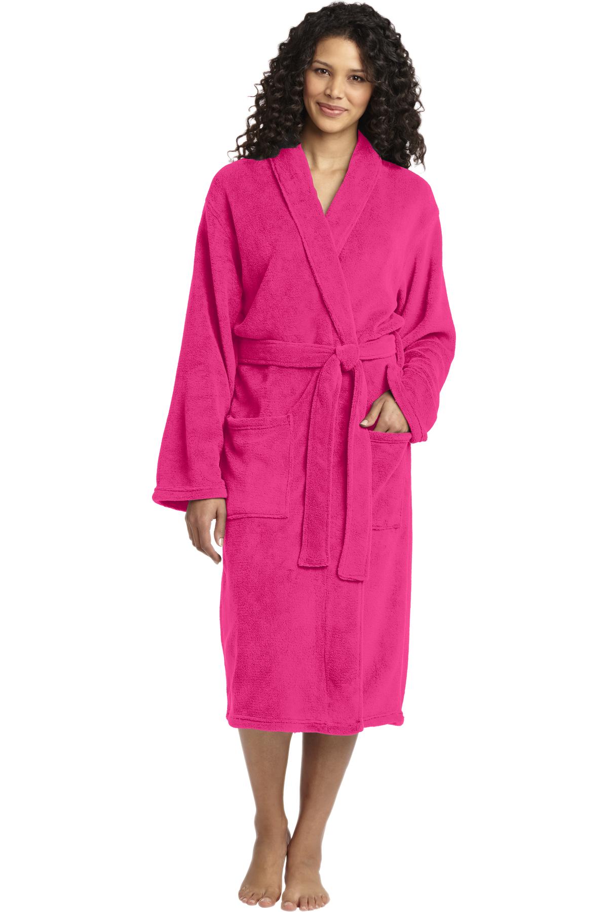 Port Authority Plush Microfleece Shawl Collar Robe - Pink Raspberry