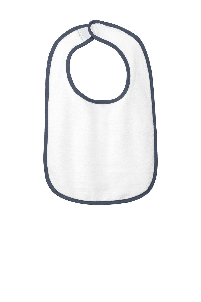 Rabbit Skins Infant Contrast Trim Terry Bib - Navy