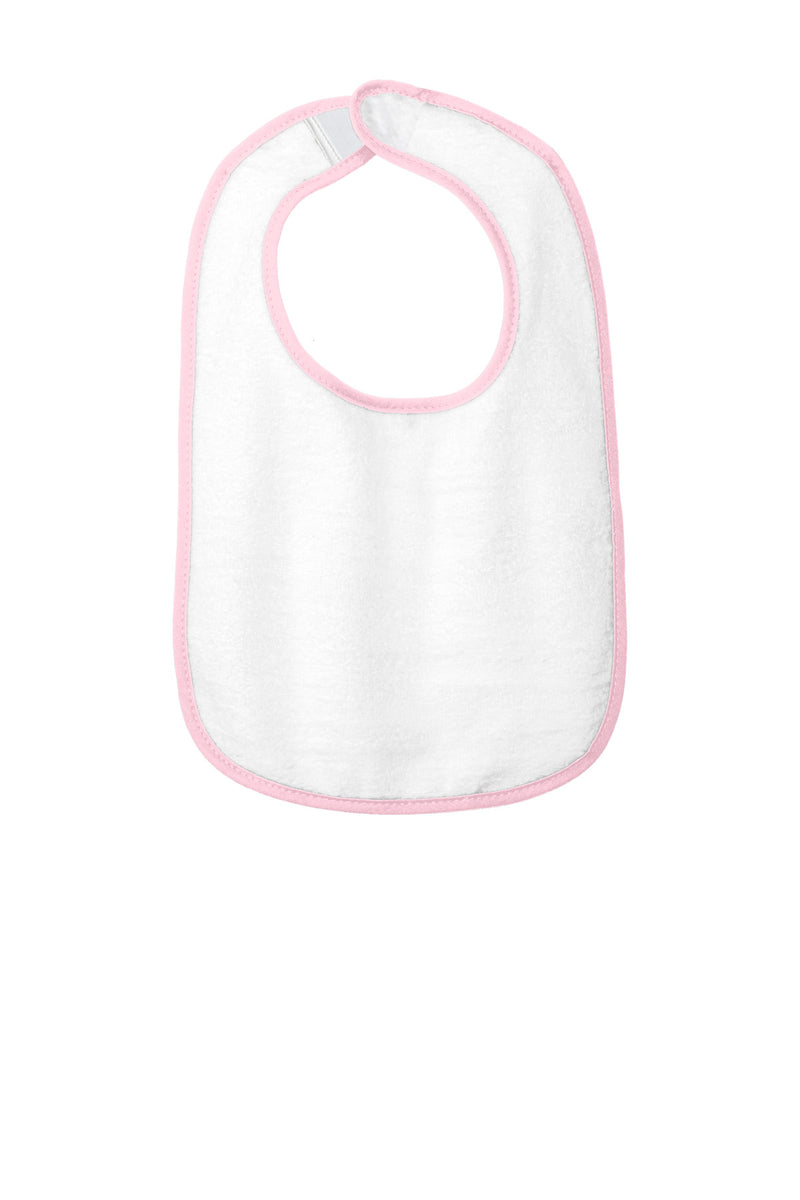 Rabbit Skins Infant Contrast Trim Terry Bib - Pink