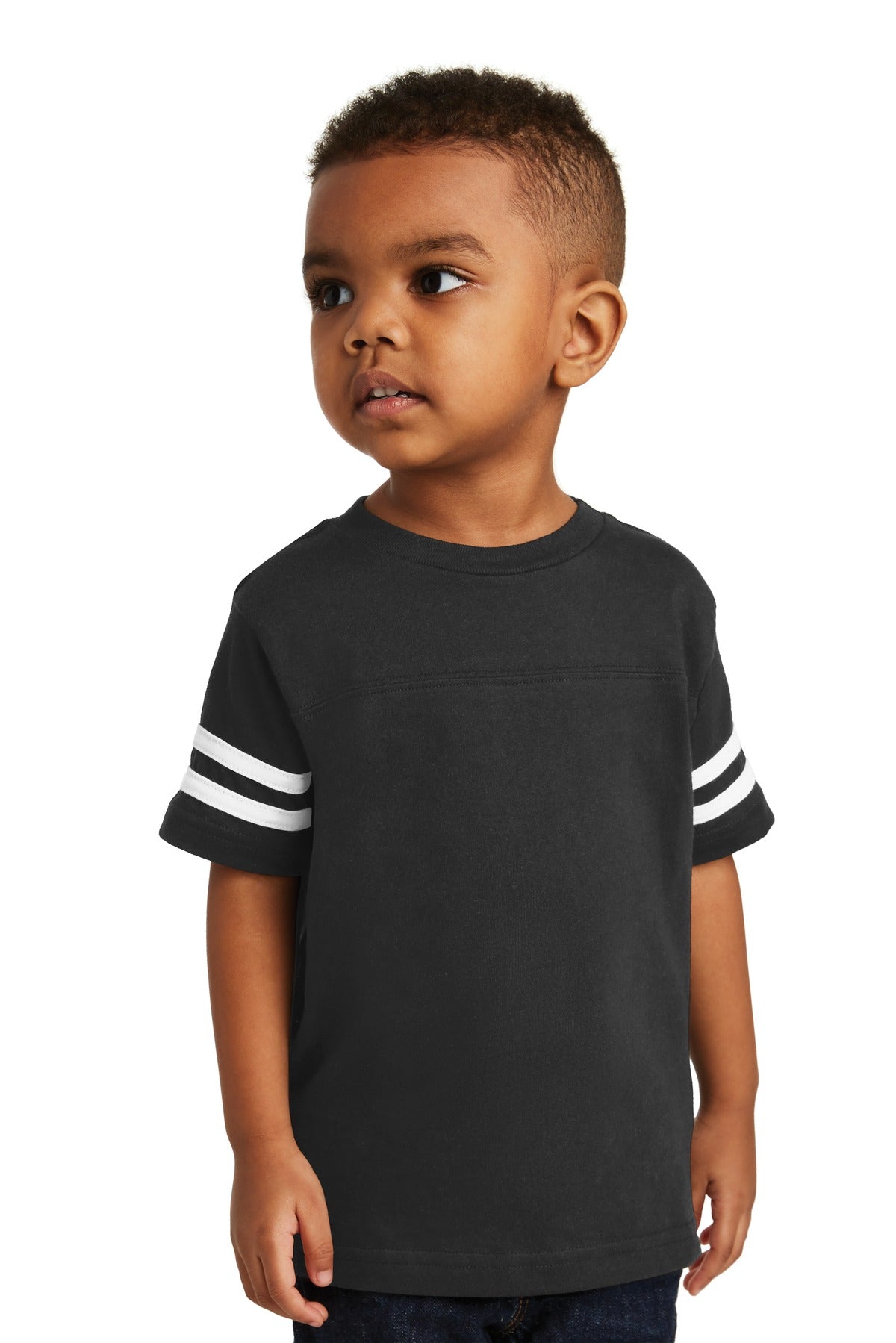 Rabbit Skins Toddler Football Fine Jersey Tee - Black/ White