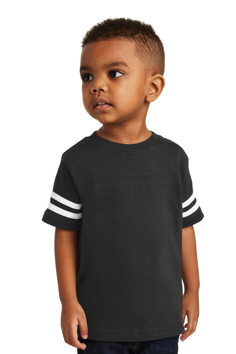 Rabbit Skins Toddler Football Fine Jersey Tee - Black/ White