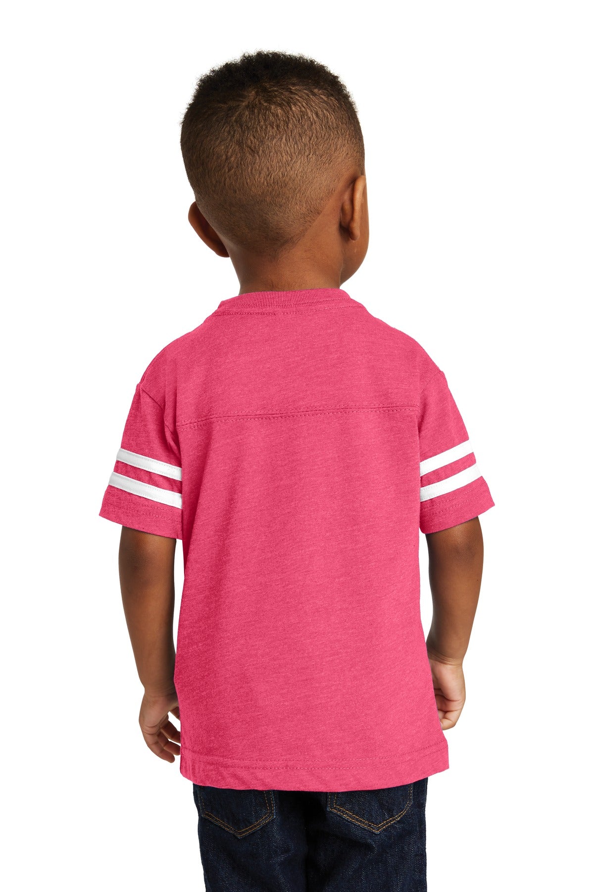 Rabbit Skins Toddler Football Fine Jersey Tee - Vintage Hot Pink/ Blended White