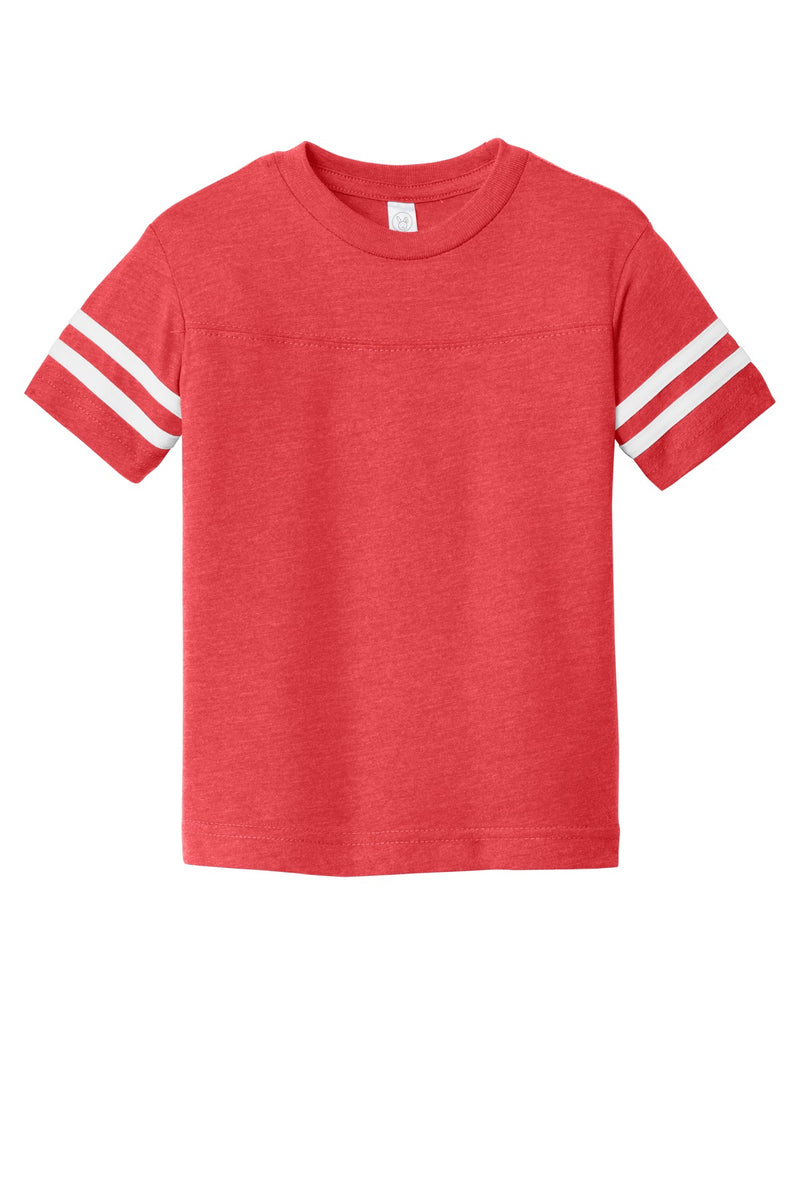 Rabbit Skins Toddler Football Fine Jersey Tee - Vintage Red/ Blended White