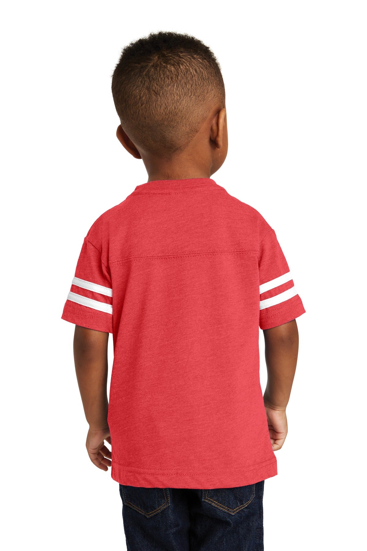 Rabbit Skins Toddler Football Fine Jersey Tee - Vintage Red/ Blended White