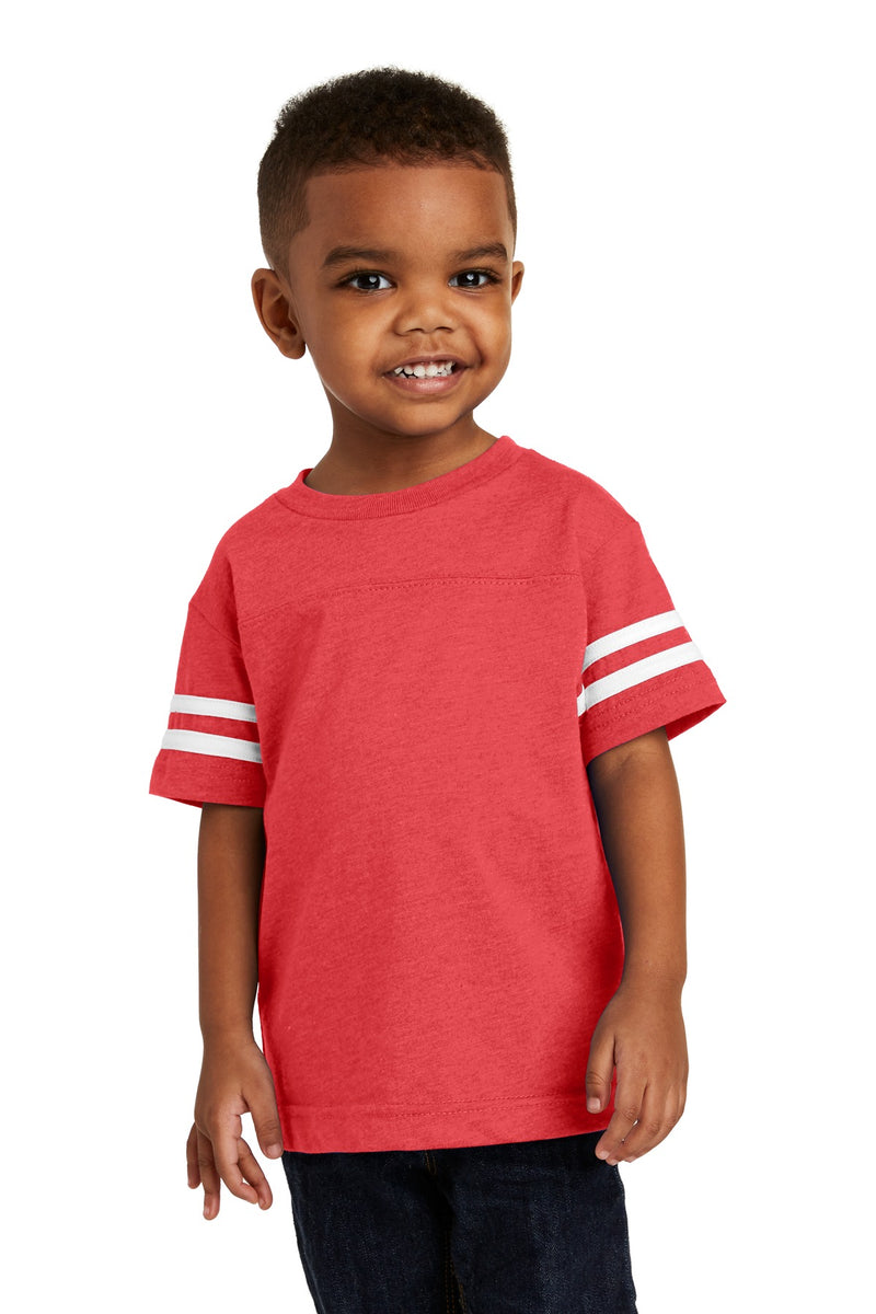 Rabbit Skins Toddler Football Fine Jersey Tee - Vintage Red/ Blended White