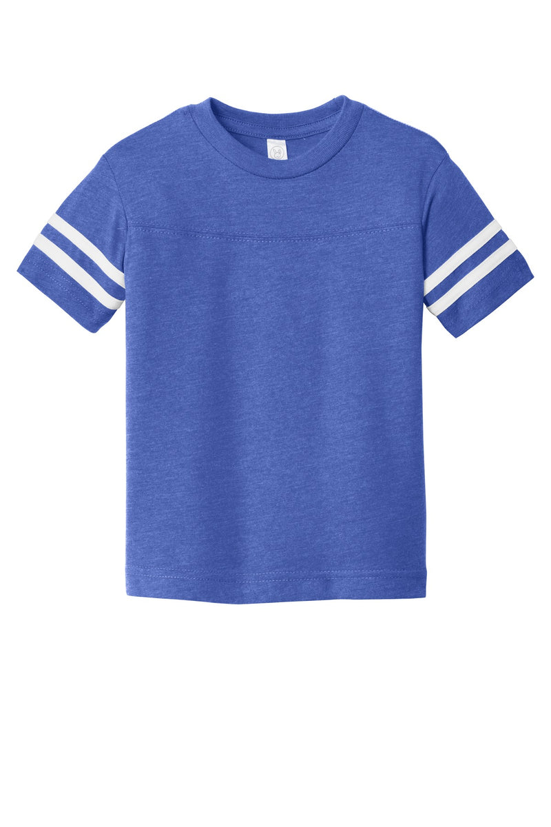 Rabbit Skins Toddler Football Fine Jersey Tee - Vintage Royal/ Blended White