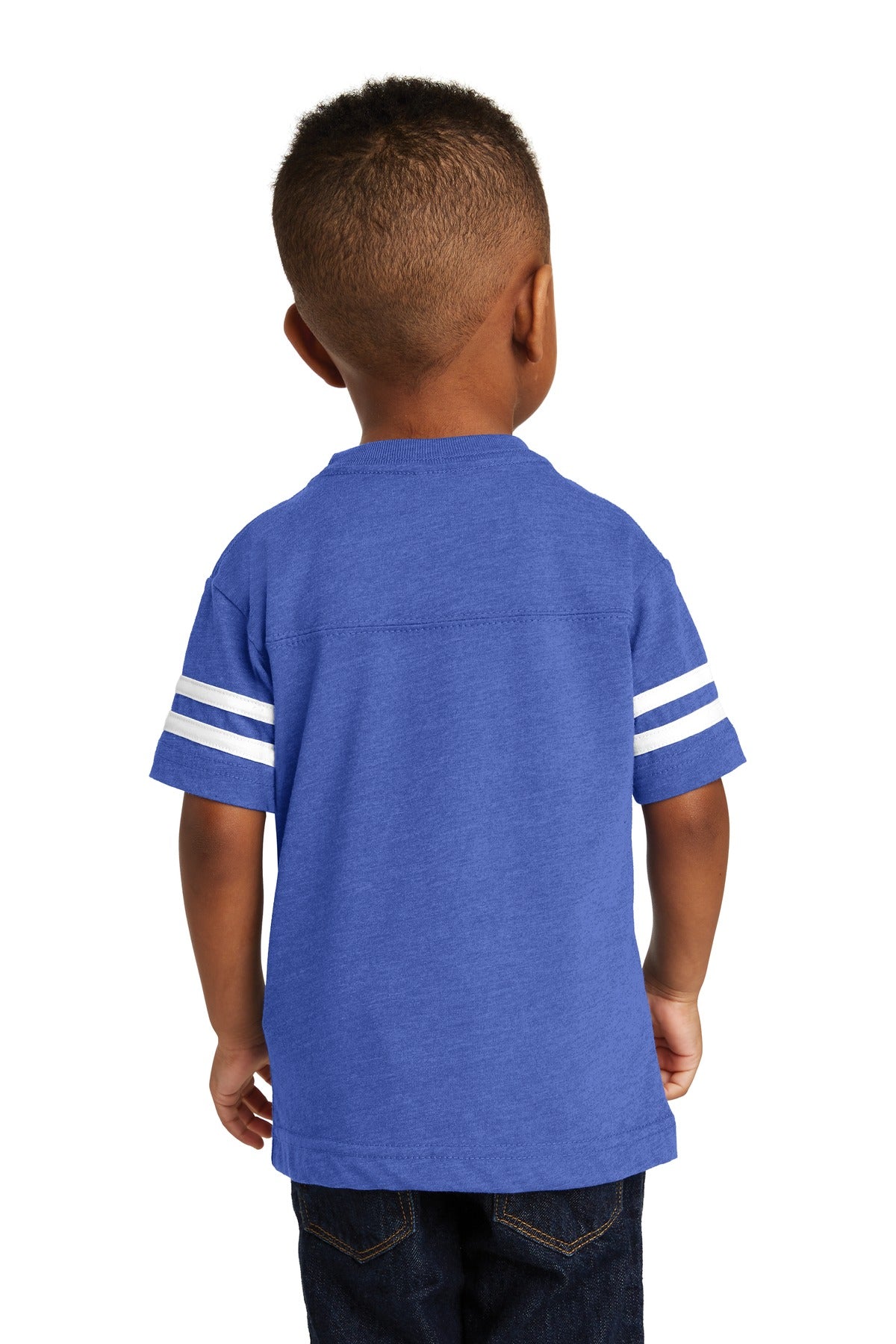 Rabbit Skins Toddler Football Fine Jersey Tee - Vintage Royal/ Blended White