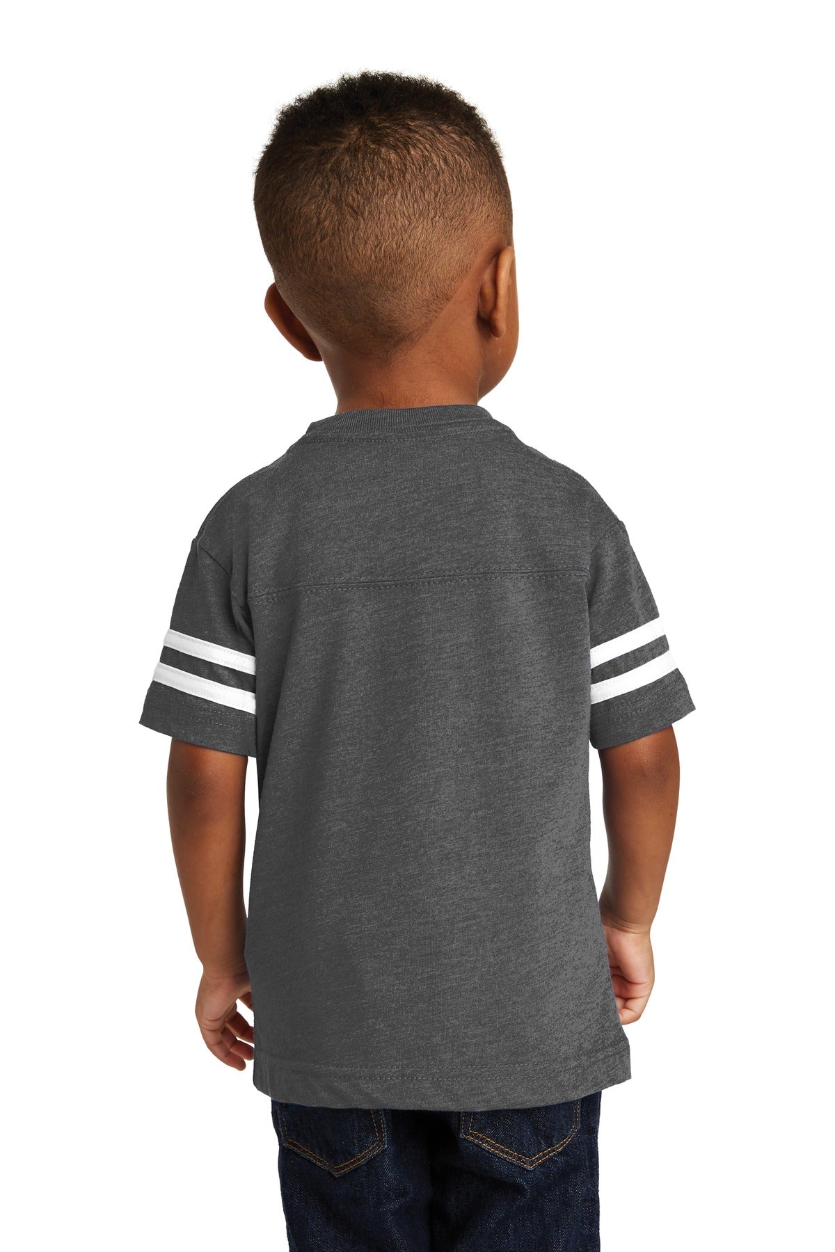 Rabbit Skins Toddler Football Fine Jersey Tee - Vintage Smoke/ Blended White