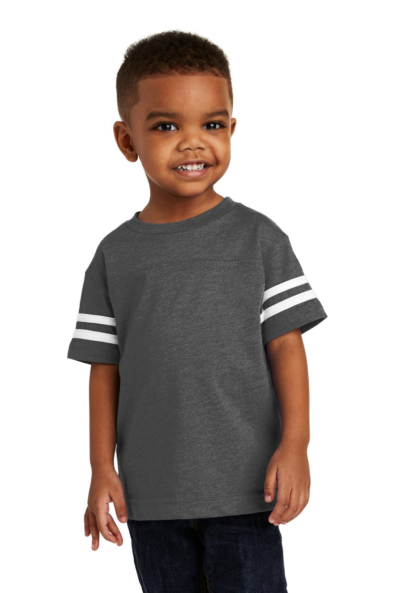Rabbit Skins Toddler Football Fine Jersey Tee - Vintage Smoke/ Blended White