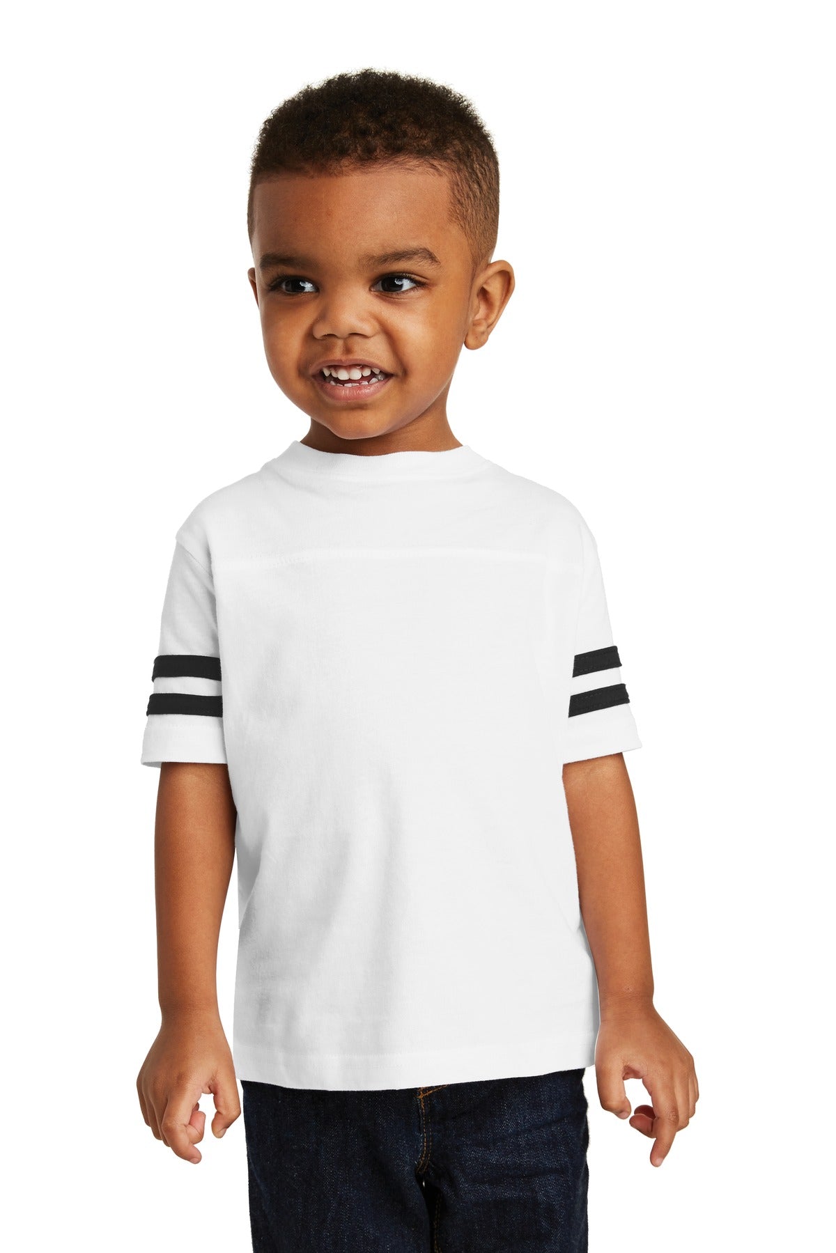 Rabbit Skins Toddler Football Fine Jersey Tee - White/ Black