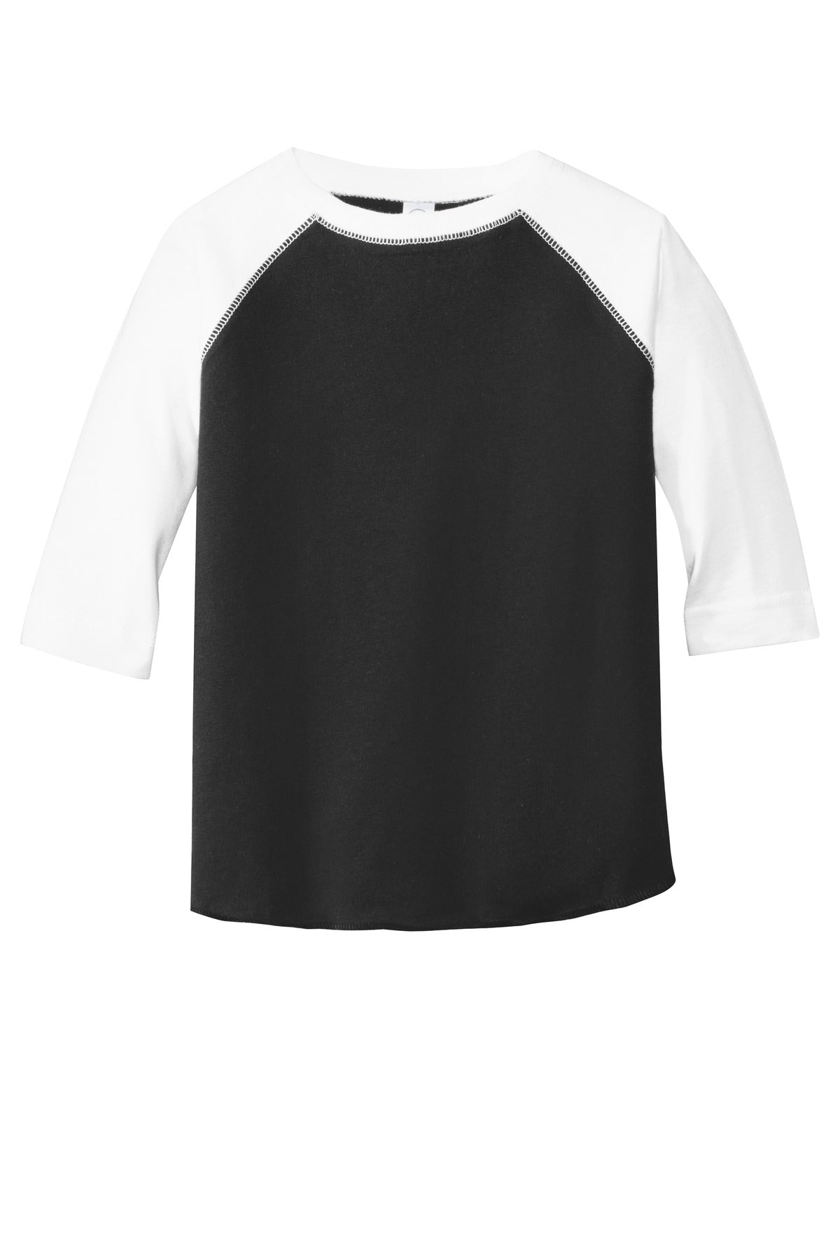 Rabbit Skins Toddler Baseball Fine Jersey Tee - Black/ White