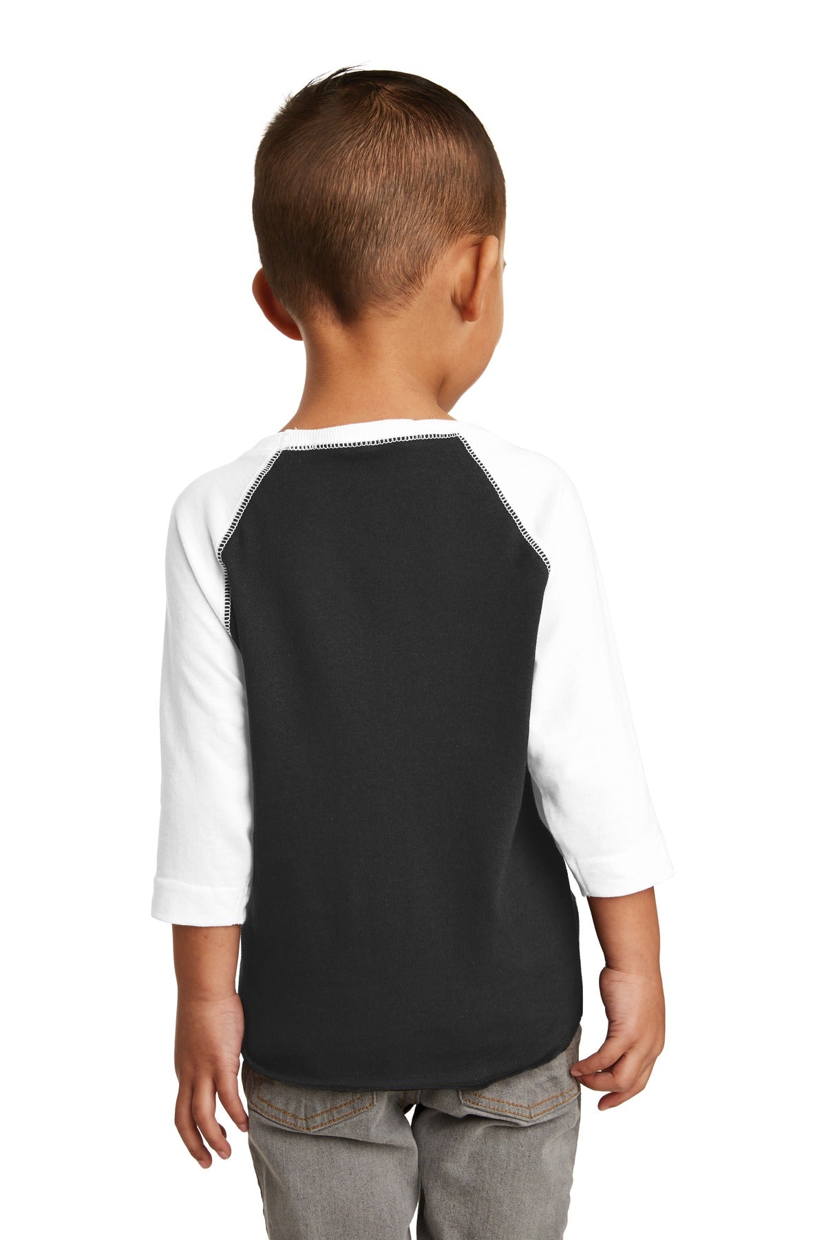 Rabbit Skins Toddler Baseball Fine Jersey Tee - Black/ White