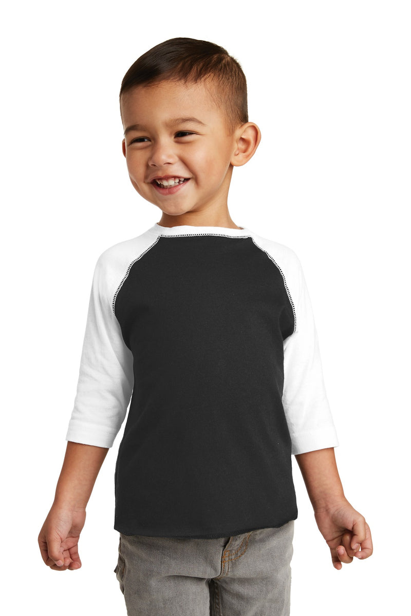Rabbit Skins Toddler Baseball Fine Jersey Tee - Black/ White