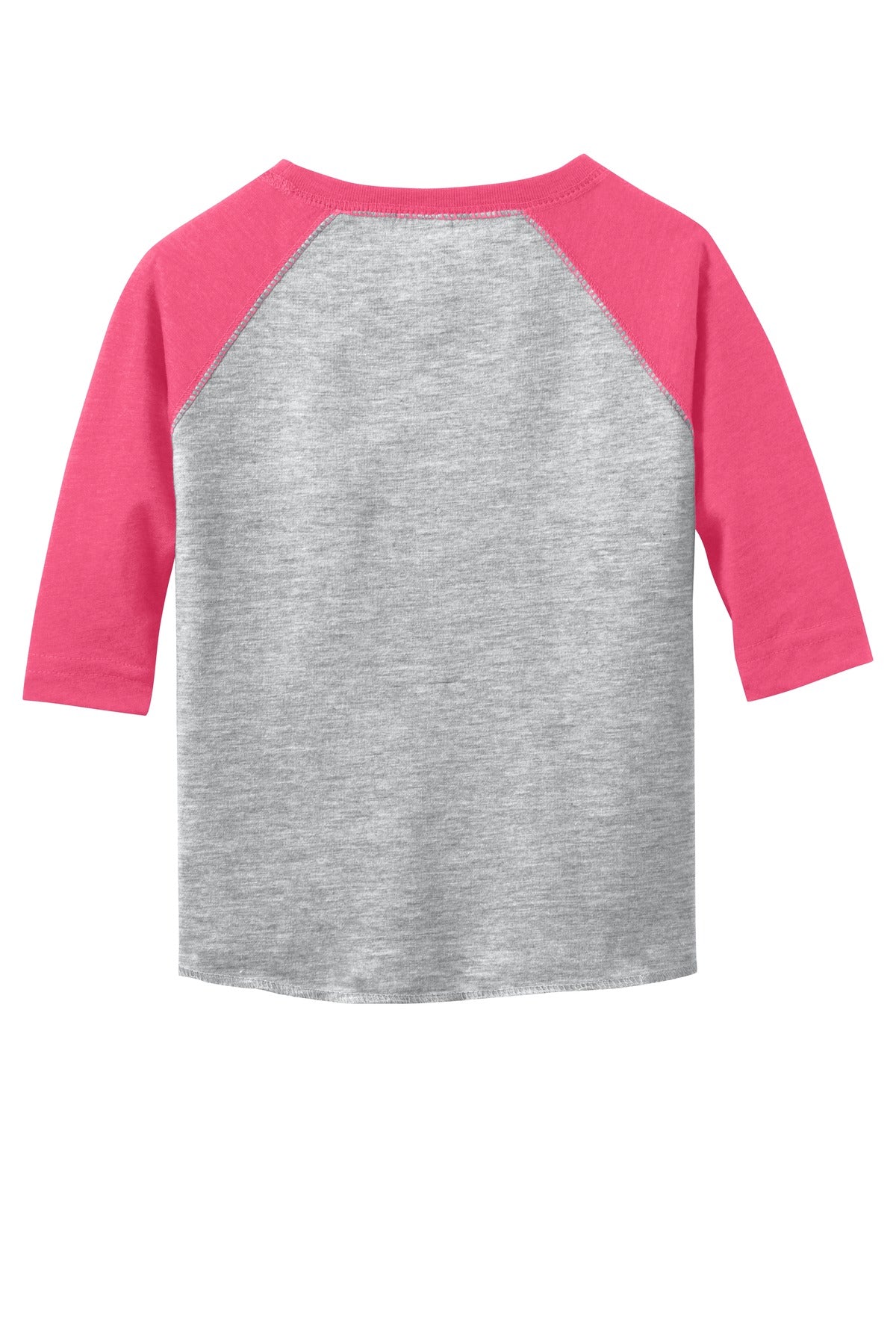 Rabbit Skins Toddler Baseball Fine Jersey Tee - Vintage Heather/ Vintage Hot Pink