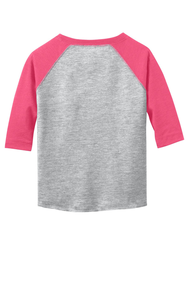 Rabbit Skins Toddler Baseball Fine Jersey Tee - Vintage Heather/ Vintage Hot Pink